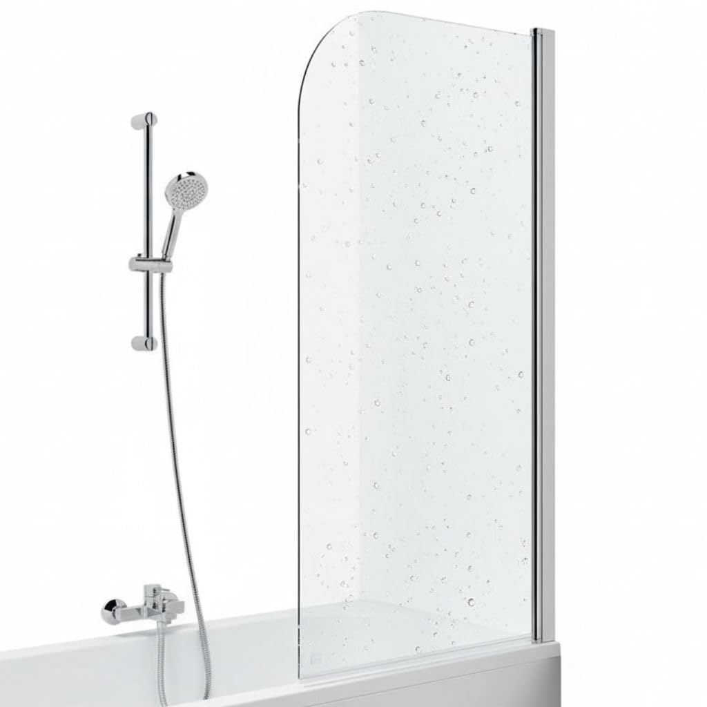 Melko Mampara de ducha de cristal templado de 5 mm, plegable, 138,6 x 83,9 cm, cristal transparente, incluye accesorios