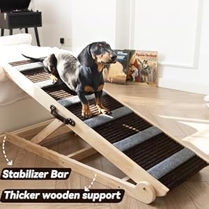 Dog Ramp for Bed, Dog Ramp for Car, Adjustable & Folding with 6 Adjustable Height, Rugged, Anti-Slip, Dog Ramp for Couch, Folding Portable Wooden Pet Ramps, for Small & Large Dogs & Cats Dog Ramp for Bed Dog Ramp for Car Adjustable Folding with 6 Adjustable Height Rugged Anti Slip Dog Ramp for Couch Folding Portable Wooden Pet Ramps for Small Large Dogs Cats