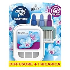 Ambi Pur 3Volution Profumatore per Ambienti, 1 Diffusore Elettrico e 1 Ricarica, Fragranza Lenor Risveglio Primaverile, Teconologia Elimina Odori, Fino a 90 Giorni di Profumo per Ricarica