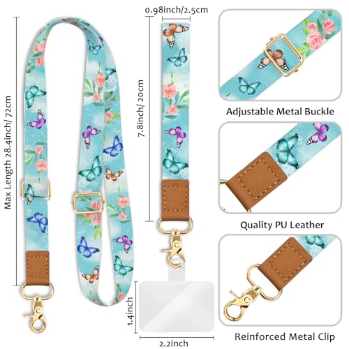 Image of Piefly Cell Phone Lanyard Crossbody Wrist Strap Adjustable for Women Flower | Travel Daily Cruise, Around the Neck, Hands-free, Universal, Fit Keys ID badge, Accessories, Compatible with Most Smartphones