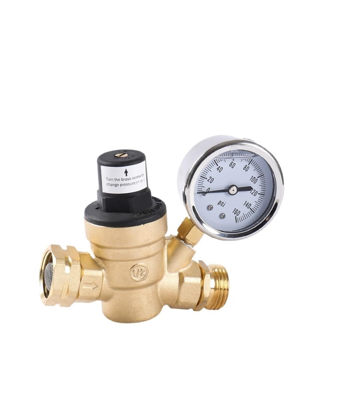 DN15 Water Pressure Regulator Threaded Accessories Adjustable Lead-Free Brass Belt Gauge Pressure Reducing Valve