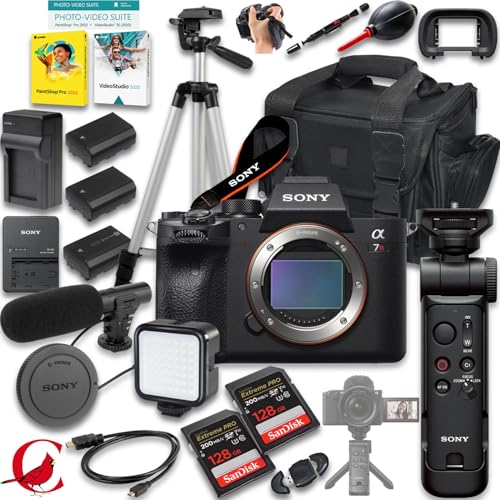 Sony Alpha 7R IV Mirrorless Camera + Sony GP-VPT3 Wireless Shooting Grip + 256 GB Memory Card+ 2pc Extra Battery + More (28pc Bundle)