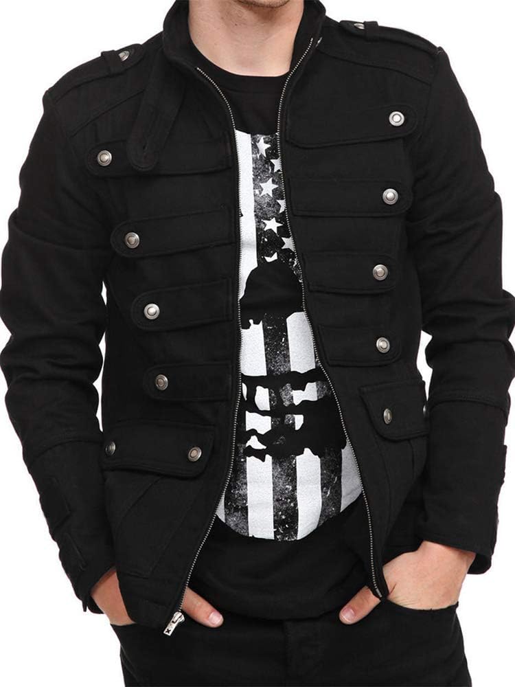 Mens Steampunk Victorian Gothic Military Parade Drummer Jacket Vintage Costume Coats with Pockets