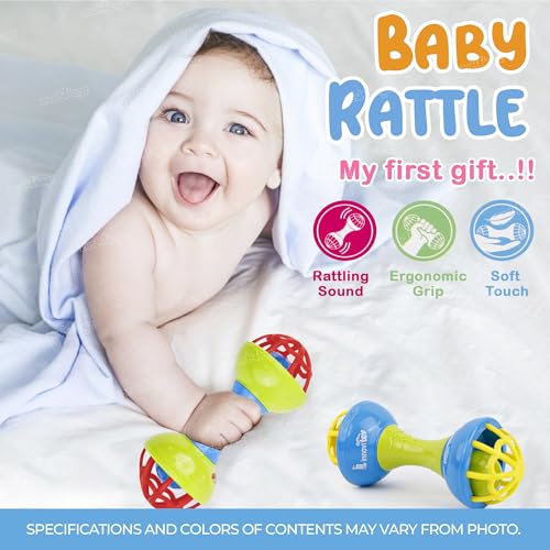 Image of Zest 4 Toyz Baby Rattle Toy for Toddler Colorful Soft-Grip Rattles Teether Toys for Babies Toy with Gentle Sound BPA-Free Safe for 3 Months and Above Perfect First Gift for Infants