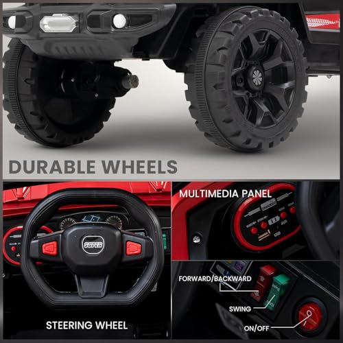 Image of Driving EV Cars for 1, 2, 3, 4, 5, 6 Years | Remote + Steering + Mobile App Control | Kids Jeeps (Entery Level Jeeps [2-6 Years]- Thar, Red)