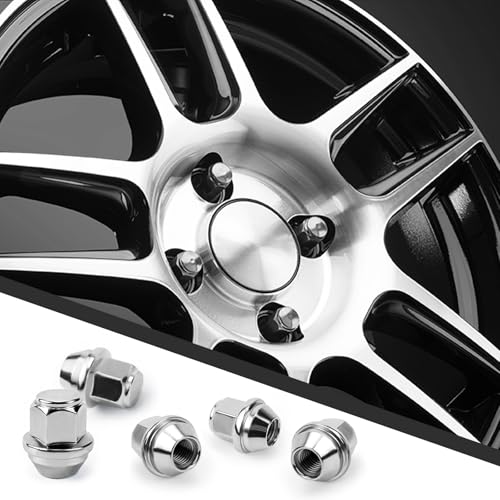 UVVRUR 20 Stück Radmuttern Radmutterkappen Chrom Schrauben Kappen Geschlossen Kegelbund 60° Radmuttern M12x15 für die meisten Ford Fiesta Focus Fusion (B-M12X1.5,Silber)