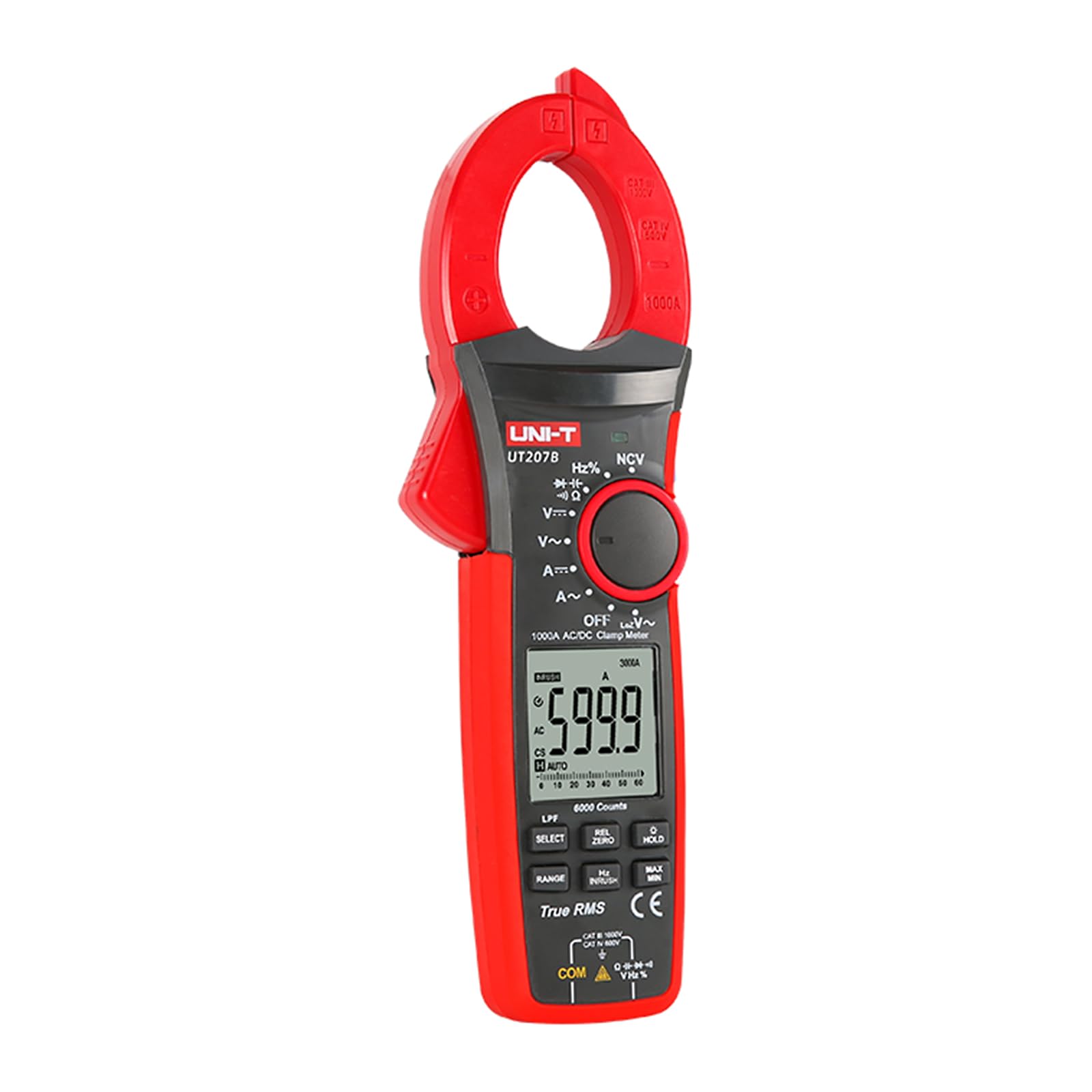 UT207B cyfrowy miernik cęgowy 1000A prąd AC DC 6000 Count podświetlenie latarka multimetr tester