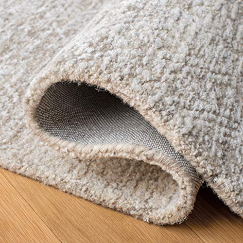Tapete beige rectangular 3' x 5' de lana y viscosa miniatura 4
