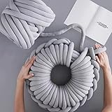 FIYSON Armstricken Wolle 500g/25m,Chunky XXL Wolles zum Handstricken,Chunky Yarn Schlauchgarn Häkelwolle,Bulky Armstricken Isländische Wolle, für Anfänger,Decken,Tasche,Handstrickgarn (Hellgrau)