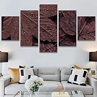 SIGNWIN 5 Panel Canvas Wall Art Modern Art Decorative Elements Expressive Leaves Multicolor Patterns Photography for Home Decorations Ready to Hang - 60