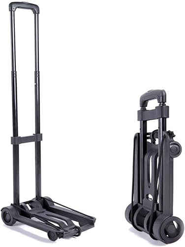 Miniatura 5 de SOLUSTRE Carrito de compras plegable para comestibles, negro, 4 ruedas, material de hierro duradero, fácil de transportar y almacenar, ideal para