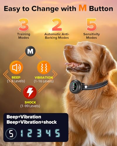 Image of XDX 2-in-1 Dog Shock Collar & Bark Collar - 3300FT Dog Training Collar with Remote, Automatic Anti-Barking, 5 Adjustable Sensitivity Levels, IP67 Waterproof E-Collar for Small Medium Large Dogs