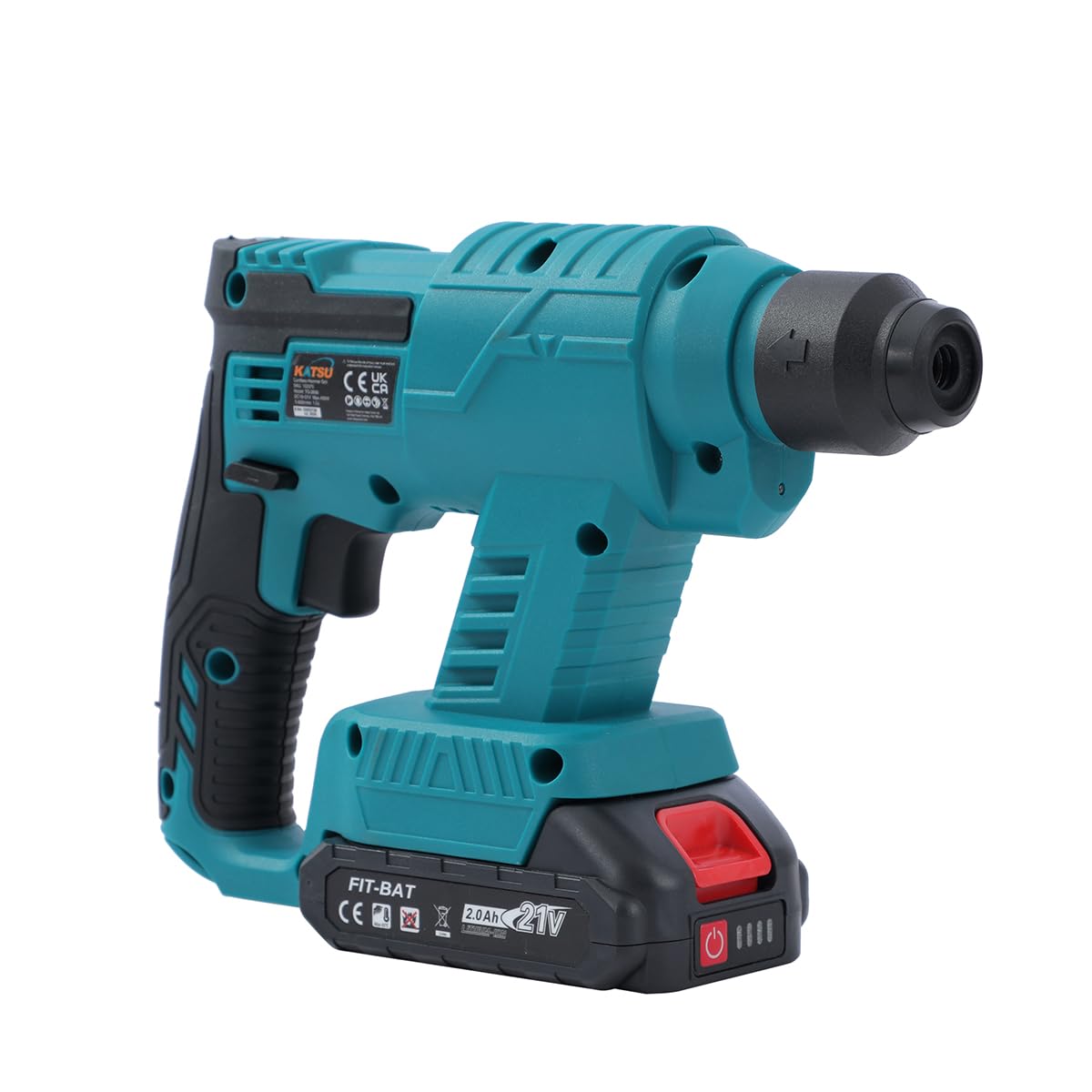 KATSU FIT-BAT 21V Marteau Perforateur sans Fil avec 2 x 1,5Ah Batterie et Chargeur, SDS Perceuse à Percussion Rotative pour Perçage du Béton, de l'Acier et du Bois (Budget)