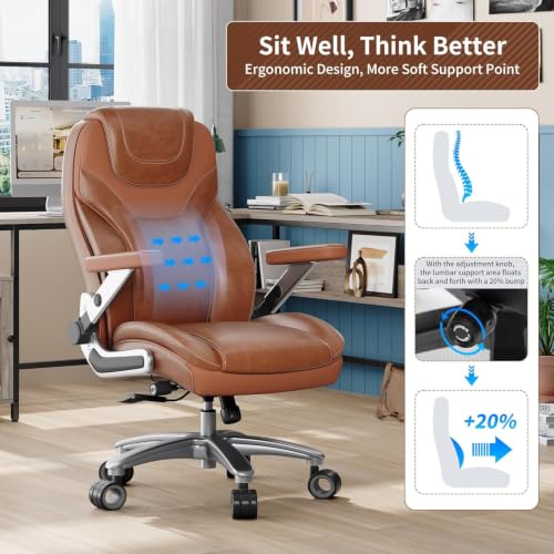 Image of Big and Tall Office Chair with 5D Arms, Fabric & PU Leather Heavy Duty Desk Chair, Adjustable Lumbar Support & Height, Tilt Function, High Back Ergonomic Executive Computer Chair