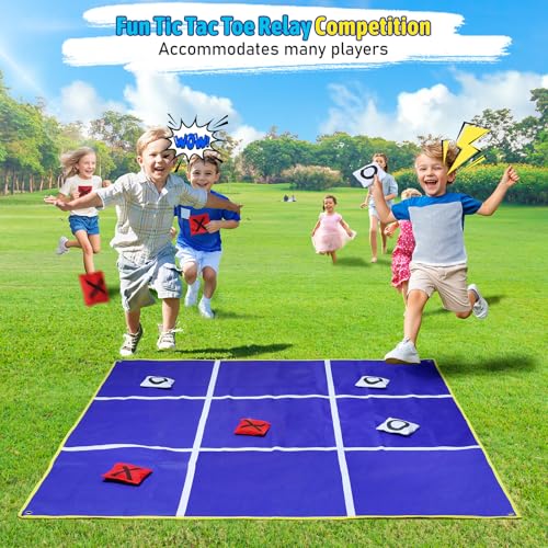 image for CWLAKON 2-in-1 Outdoor Giant Tic Tac Toe Bean Bag Toss Games for Kids 