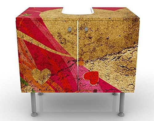Waschbeckenunterschrank 2 Türen Muster höhenverstellbar mit Füßen - 60er Breite - originell Modern Unterschrank dekorativ Bad Gäste WC Möbel mit Motiv 1340