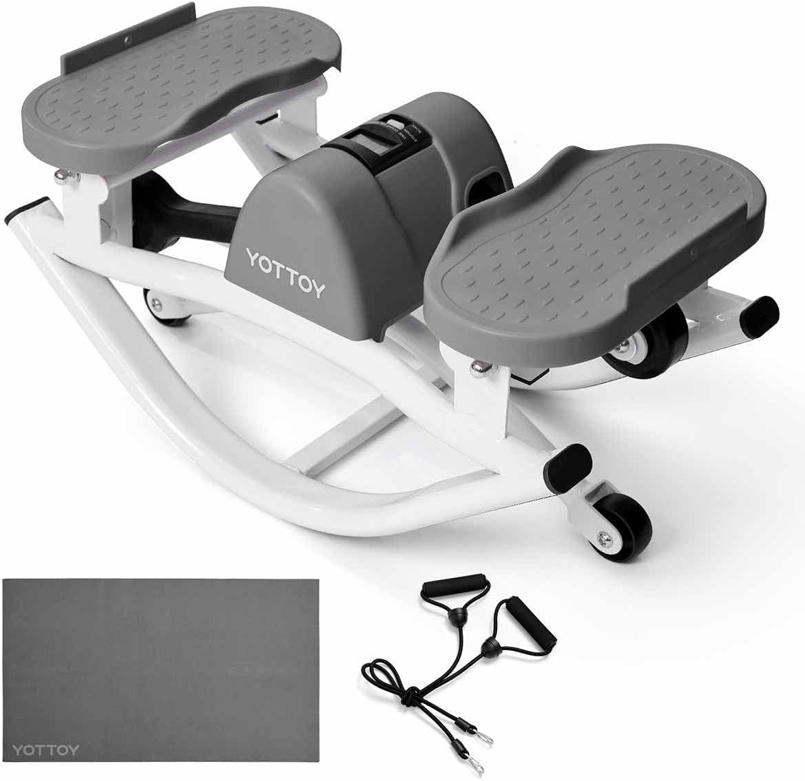 YOTTOY Lateral Rock Stepper for Exercise at Home with Digital Monitor/Resistance Bands, Portable Rocking Stepper Side to Side for Home Workout, Intense Legs & Glutes Activation & Fat Burning