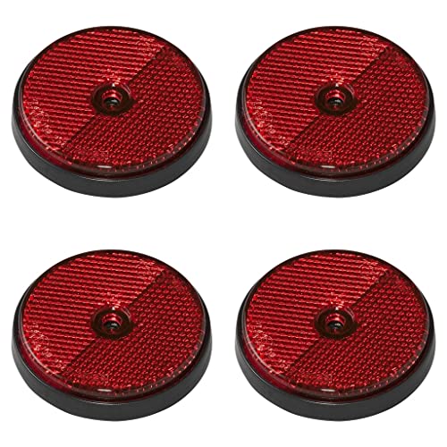 Lot de 4 catadioptres rouges ronds pour remorque œil de chat - 60 mm Cover