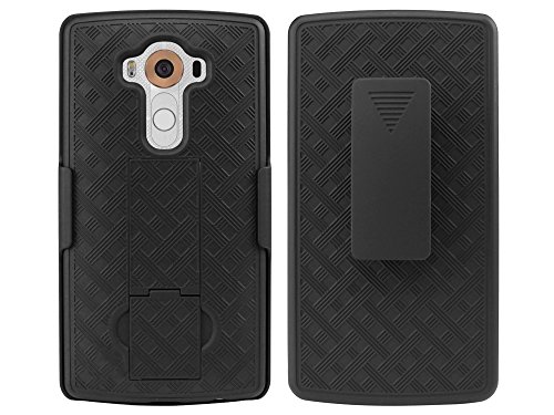 Cellet Shell Holster Kickst & Combo Carrying Case for LG V10 - Non-Retail Packaging - Black