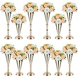 Boao 12 Pcs Flower Trumpet Vases for Centerpieces Gold Vase Centerpiece Tall Metal Wedding Vases Artificial Flower Arrangement Flower Stand for Ceremony Party Birthday Event Home Decoration, 3 Sizes