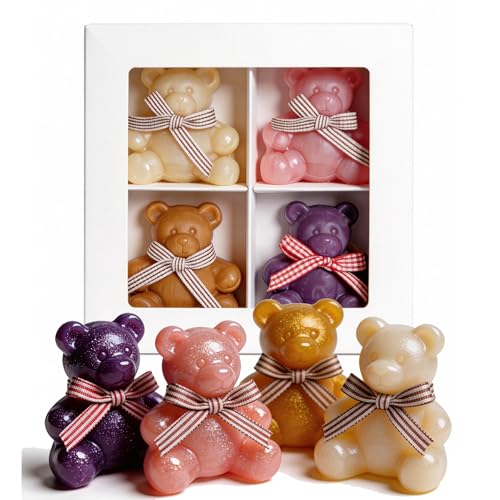 Image of 4 Bear Soap Handmade Natural Soap Gift Set Aromatherapy for Party Women | Cute aromatherapy soap gift set for women kids. Premium scent, gentle formula, Wedding party elegant gift box included