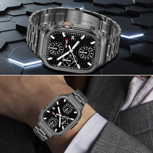 Image of MioHHR Stainless Steel Band with Case for Apple Watch Bands Ultra 3 /2 /1