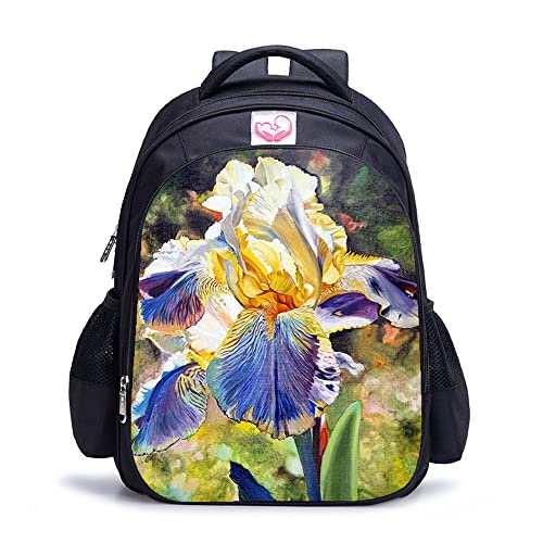 Sac d'école unisexe résistant grand sac à dos fleur pour enfants