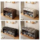 Entryway Bench Shoe Shelf with Seat Cushion，entryway sit down bench with shoe storage ，Farmhouse Shoe Storage Bench with Cushion Seat，2 Tier Entryway Shoe Bench,2in1(White,L100*W37cm/L39.3*W14.5in)
