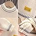 Boys Girls Crew Neck Baggy Knitwear Kids Fall Winter Thermal Thicken Knit Pullover Toddler Solid Long (Beige, 3-4 Years)