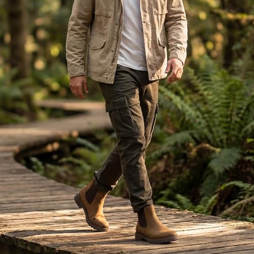 Image of CGRRBW Men's Chelsea Boots Suede Leather Casual Cowboy Boots for Men