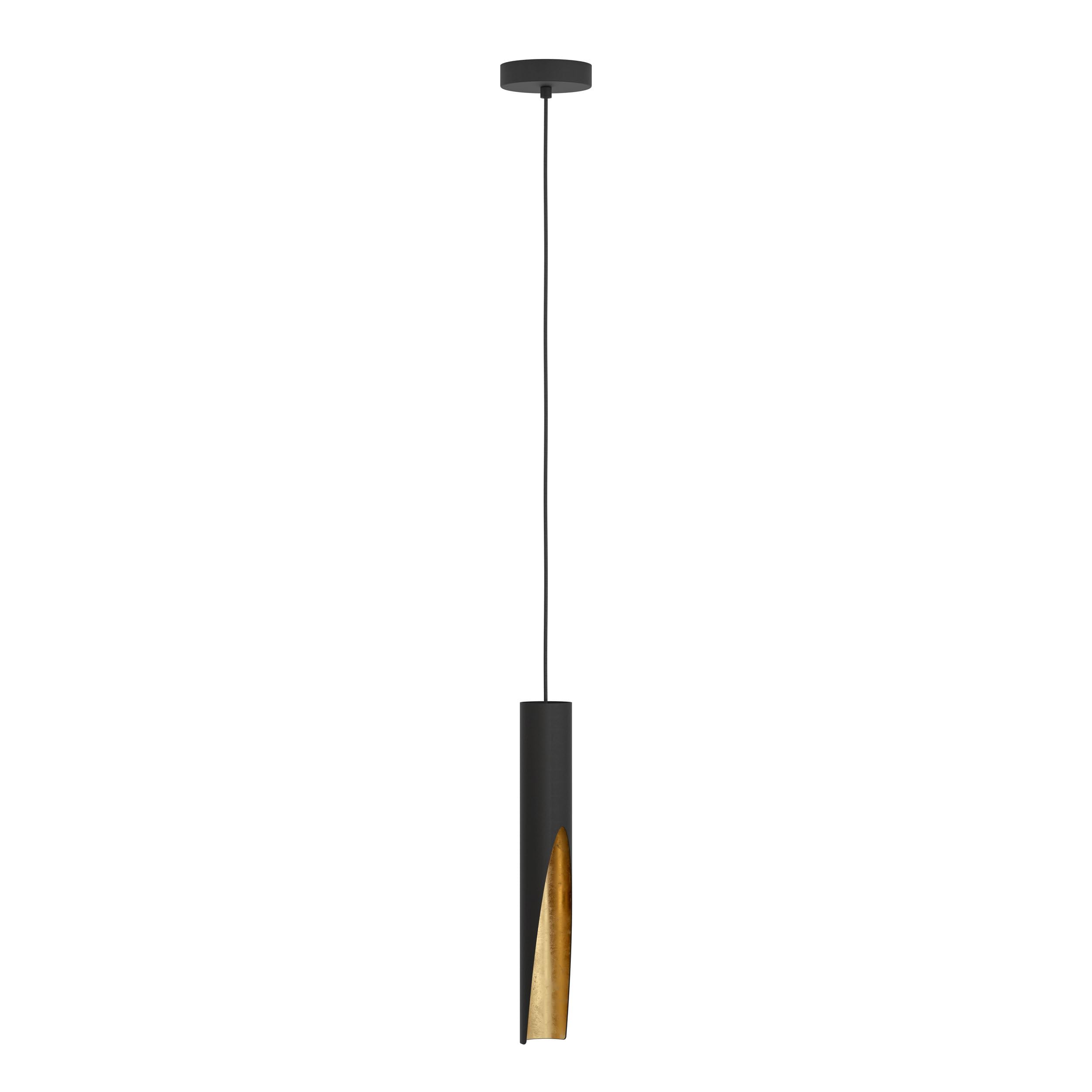 Eglo Suspension luminaire LED Barbotto, lampe de plafond suspendue pour | salon et salle à manger, éclairage indirect, métal noir et doré, avec ampoule GU10, blanc chaud