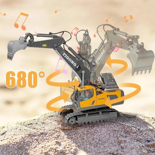 Image of Daji Rc Excavator 11 Channel Rc Excavator Truck Toys Metal Shovel, 1 /20 Remote Control Construction Vehicles Tractor, 2.4Ghz Boy Toy Gift for Kids and Adults - Multicolour