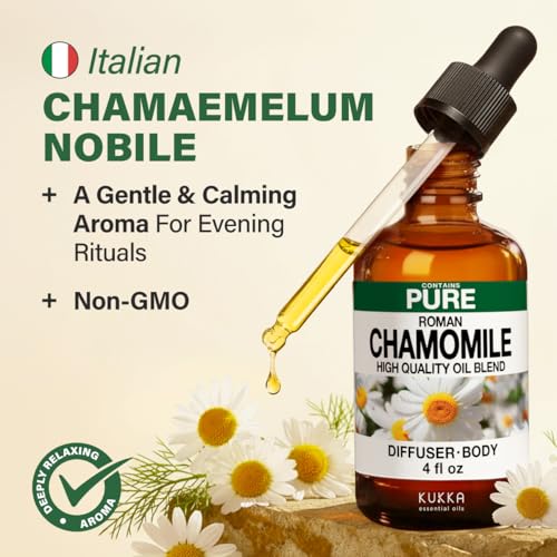 Image of 100% Pure Roman Chamomile Oil - 4 Fl Oz Roman Chamomile Essential Oil for Hair, Skin, Diffuser, Aromatherapy & DIY Soap Making Scent