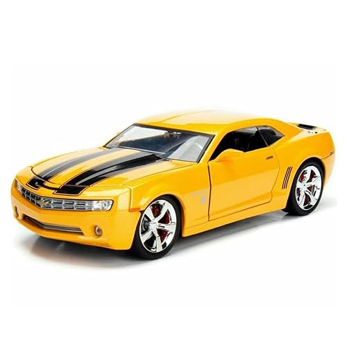 Transformers 1:24 Bumblebee 2006 Chevy Camaro Die-Cast Car con Robot en Chasis y Moneda Coleccionable, Juguetes para Niños y Adultos