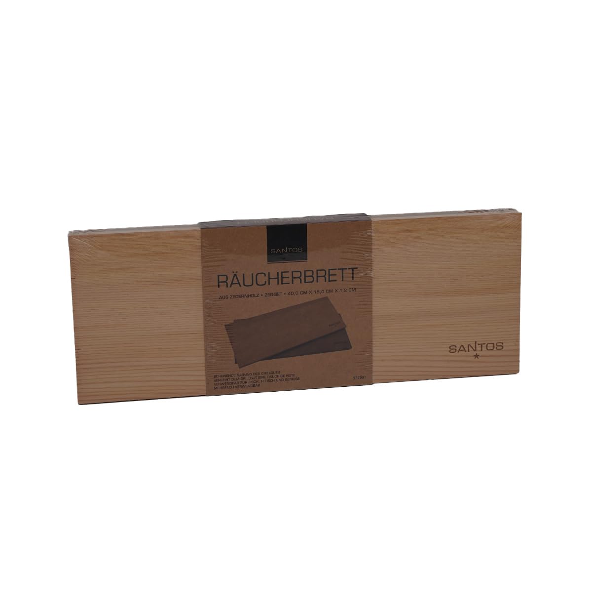 SANTOS Zedernholz Räucherbretter – 2er-Set, 40x15 cm – Perfekt für Lachs, Fisch, Fleisch & Gemüse – Aromatisches Raucharoma für den Grill