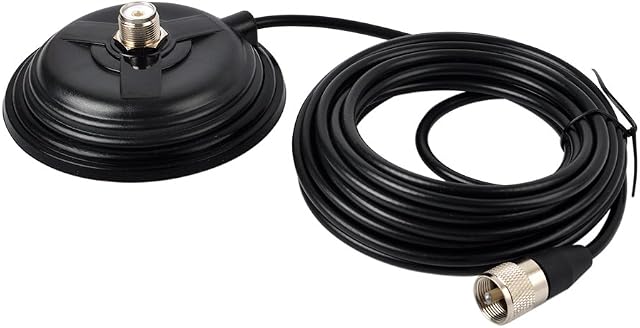 HYS TC-110M CB/VHF/UHF/HF Ham Radio Antenna Magnet Mount SO-239 Connection Style W/5M(16.4ft) RG58 Coaxial Cable PL-259 Plug