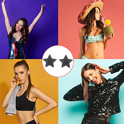 Fjyqop Nipple Covers, Pasties Nipple Stickers With Multi Design, Disposable Sticky Breast Petals, Nipple Covers For Women Waterproof（Black） #TOP4