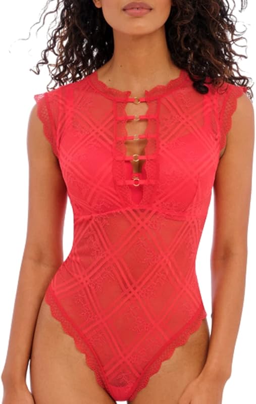 Body Freya Fatale sin cable de cuello alto que da forma a la lencería de encaje sexy