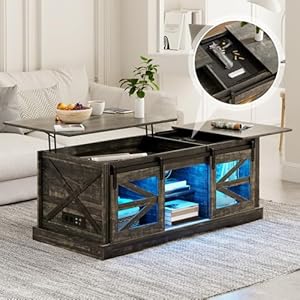 Farmhousecoffeetablelifttopcoffeetablewithguncabinet2slidingbarndoorslargestorageand3colorledlightsfitmodernrectangularrusticlivingroomcentertabledarkoak Urban Country Home Decor Farmhouse coffee table lift top coffee table with gun cabinet 2 sliding barn doors large storage and 3 color led lights fit modern rectangular rustic living room center tabledark oak urban country home decor