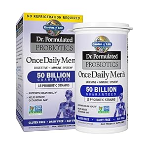 Garden of Life Probiotics for Men – Dr Formulated 50 Billion CFU Probiotic + Prebiotic Fiber for Men’s Digestive & Immune Health, 15 Strains, Daily Constipation Relief, Gas & Bloating, 30 Capsules