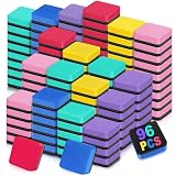 Cube Dry Erase Erasers, 96 Packs Mini Magnetic Whiteboard Dry Erasers in 6 Colors, Chalkboard Cleaner Wiper for Classroom, School, Home, and Office Supplies
