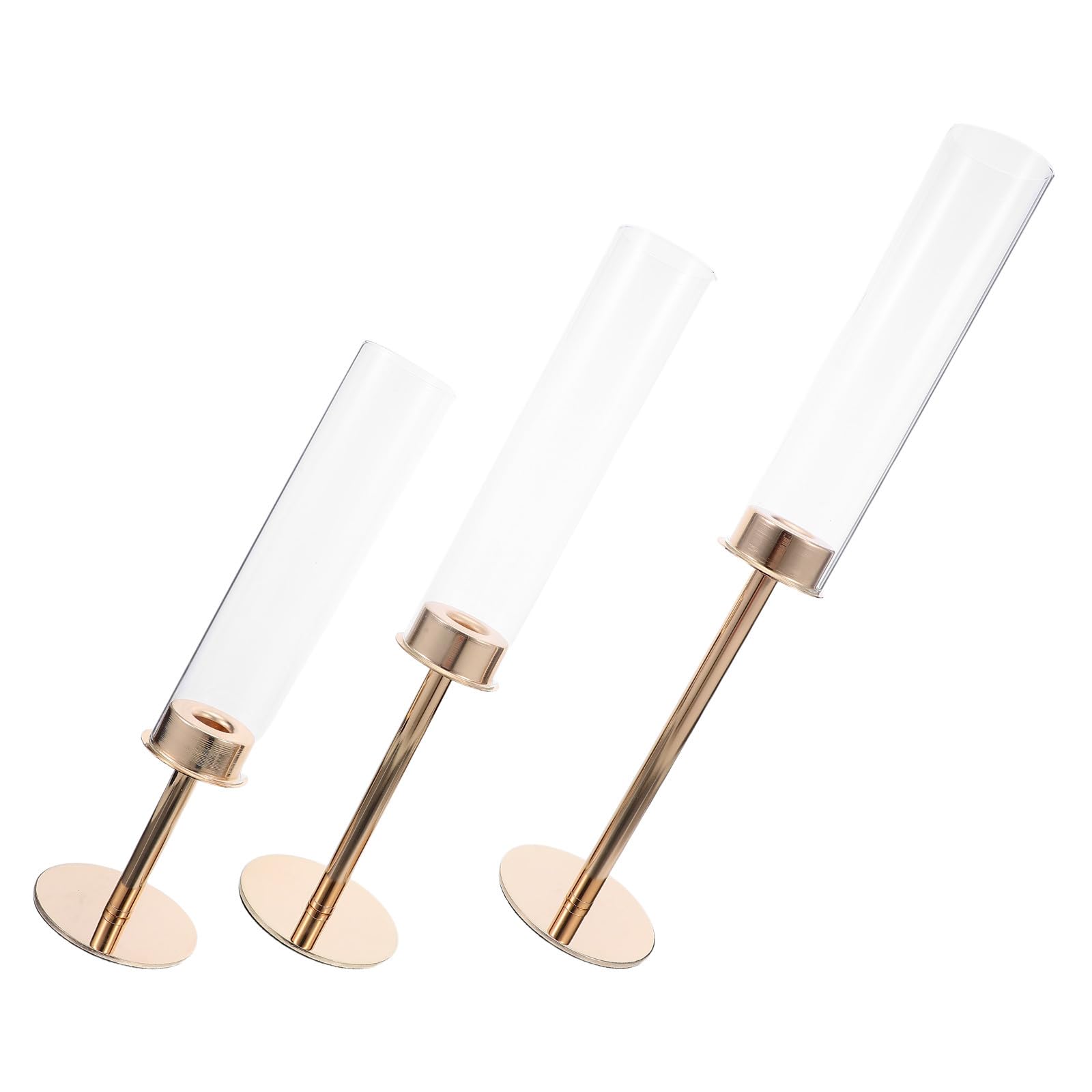 3 Stück Goldener Glas Kerzenhalter für Spitzkerzen, Elegant