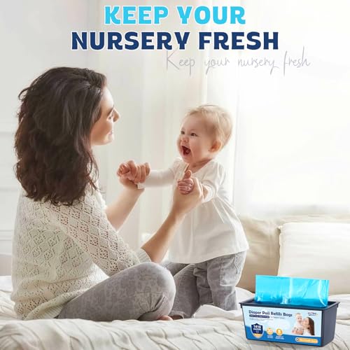 Image of Diaper Pail Refill Bags 30 Bags Per Refill,Compatible with Genie Easy Roll Signature Diaper Pails Holds Up to 4230 Newborn Diapers Talc Powder Scent 7 Layer Odor Barrier,Scented,3PACK (90 Bags)