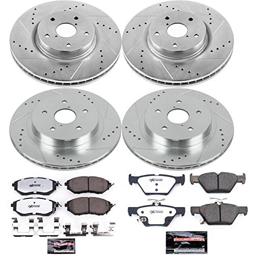 Power Stop K7028-26 Front And Rear Z26 Carbon Fiber Brake Pads With Drilled & Slotted Brake Rotors Kit #TOP6