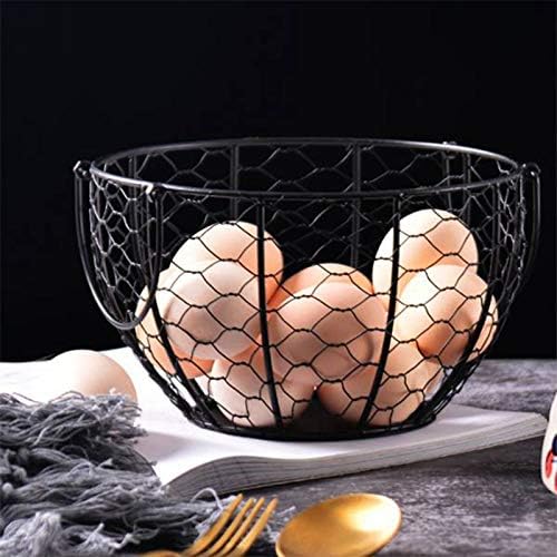Ceramic Egg Holder Chicken Wire Egg Basket Fruit Basket Collection Hen Ornaments Decoration Kitchen Storage 19CMX22CM(B)