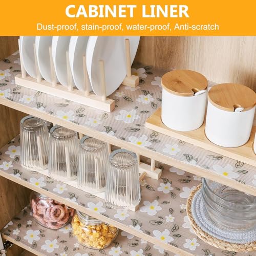 Image of EVA Food Grade Washable Anti Slip Mat /Sheet for Fridge, Shelf Liner, Table, Kitchen Drawer mat (3 Meter) (White Flower)