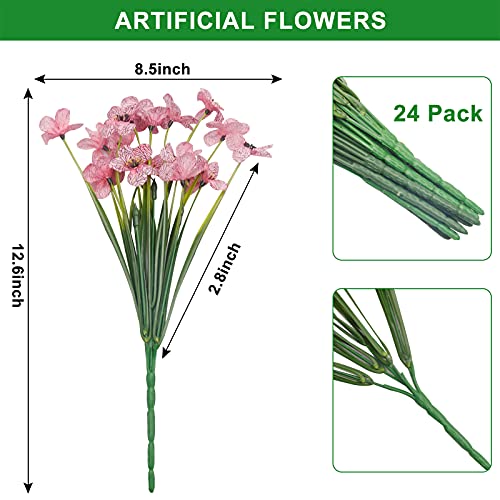 Aufind 30 Bundles Artificial Flowers, Outdoor Indoor Uv Resistant Fake Flowers No Fade Faux Plastic Greenery Shrubs Garden Porch Window Box Decorating #TOP2