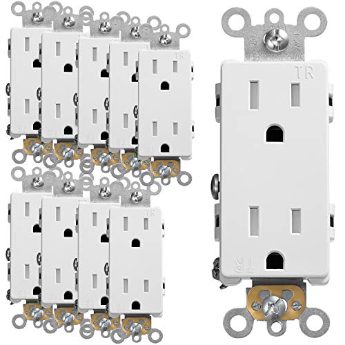 Fosmon [UL Listed] Tamper Resistant Decorative Duplex Receptacle Outlet (10 PACK), Residential Grade