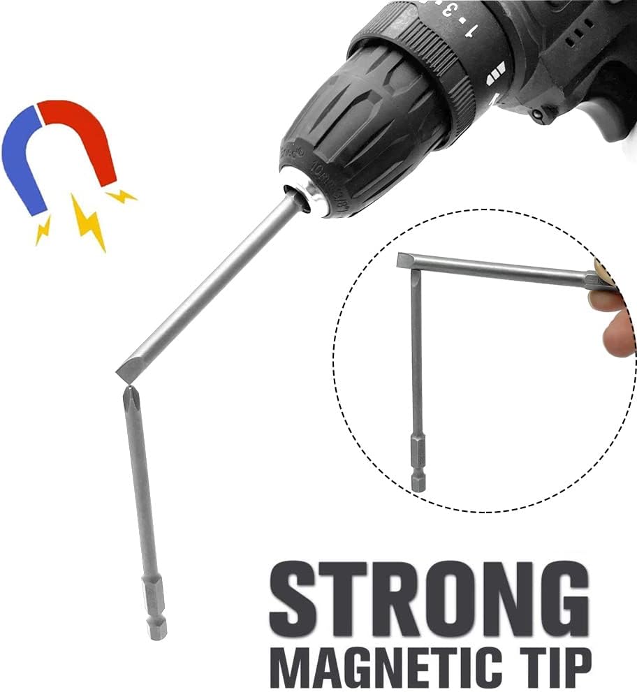 10pcs 100mm Magnetic Flat Slotted Phillips Cross Head Screwdriver Bit Sets 1/4 Inch Hex Shank S2 Steel Screw Driver Drive Drill Bits for Electric Screwdrivers
