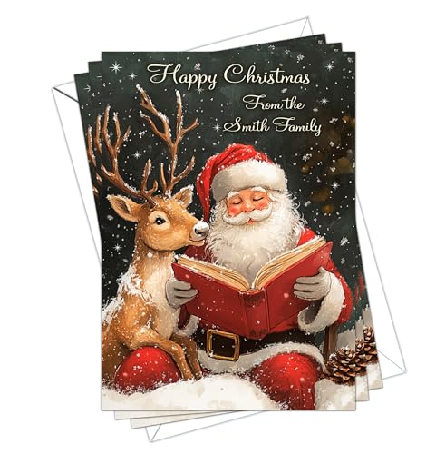 Personalised Christmas Cards Pack of 10 A5 Size with White Envelopes
